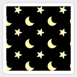 Moon and Star Pattern in Black Sticker